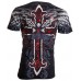 Archaic AFFLICTION Men T-Shirt RED FLAG Cross Wings Tattoo